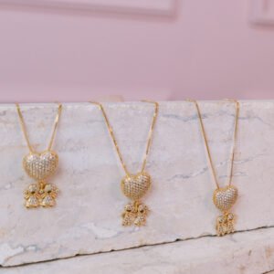 Colar coração filhos cravejado G