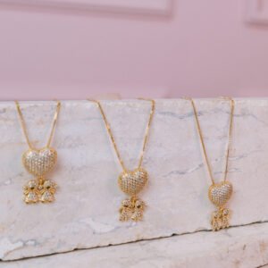 Colar coração filhos cravejado G