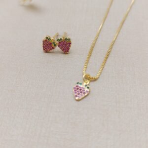 Conjunto morango cravejado