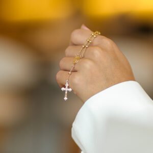 Pulseira semijoia terço bola 3,5mm