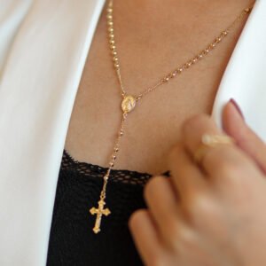 Colar semijoia terço Nossa Senhora das Graças