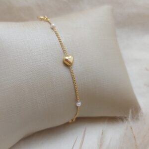 Pulseira Coração e Pérola